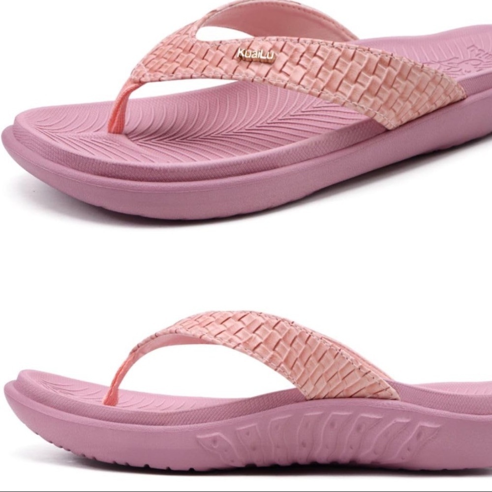Kuailu Pink Comfortable Orthotic Sole Flip Flops Sandals Arch Support 6